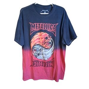 Metallica 2018 Yin Yang Graphic Band Shirt  Black and Red Dip-dye XL EUC